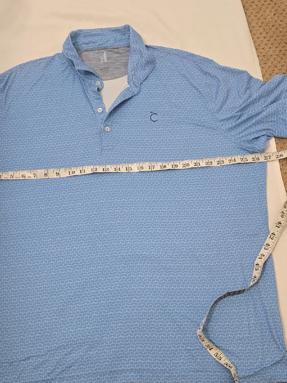 Johnie O Sky Blue Micro-Pattern Polo Golf XXL‎